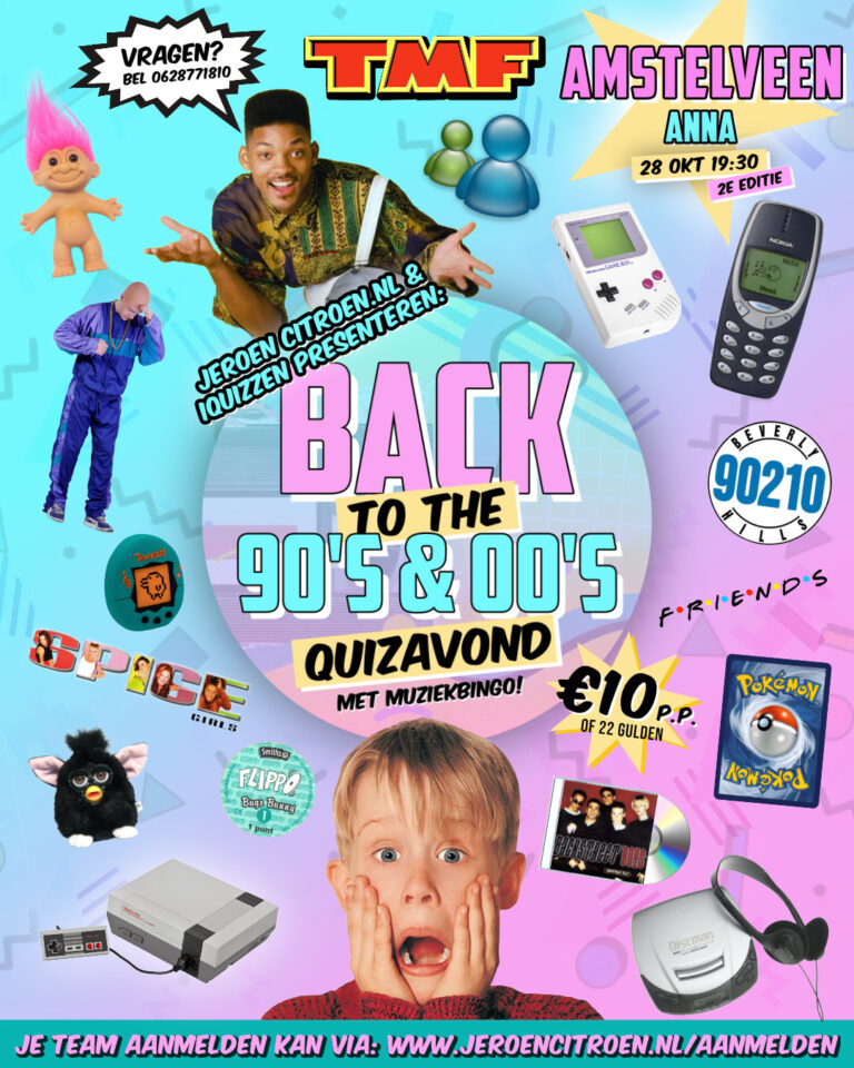 Back to the 90’s & 00’s Quiz terug in Amstelveen! — muziek in Amstelveen